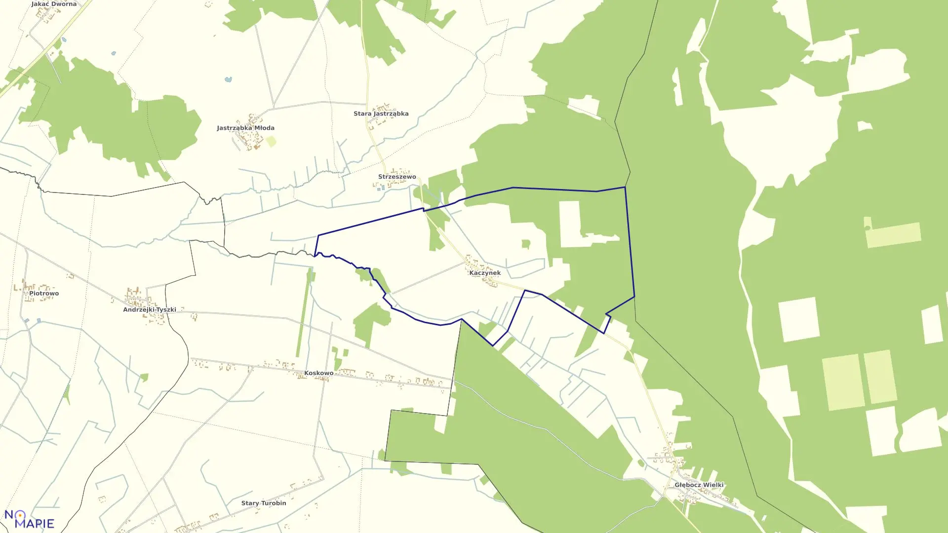 Mapa obrębu Kaczynek w gminie Szumowo