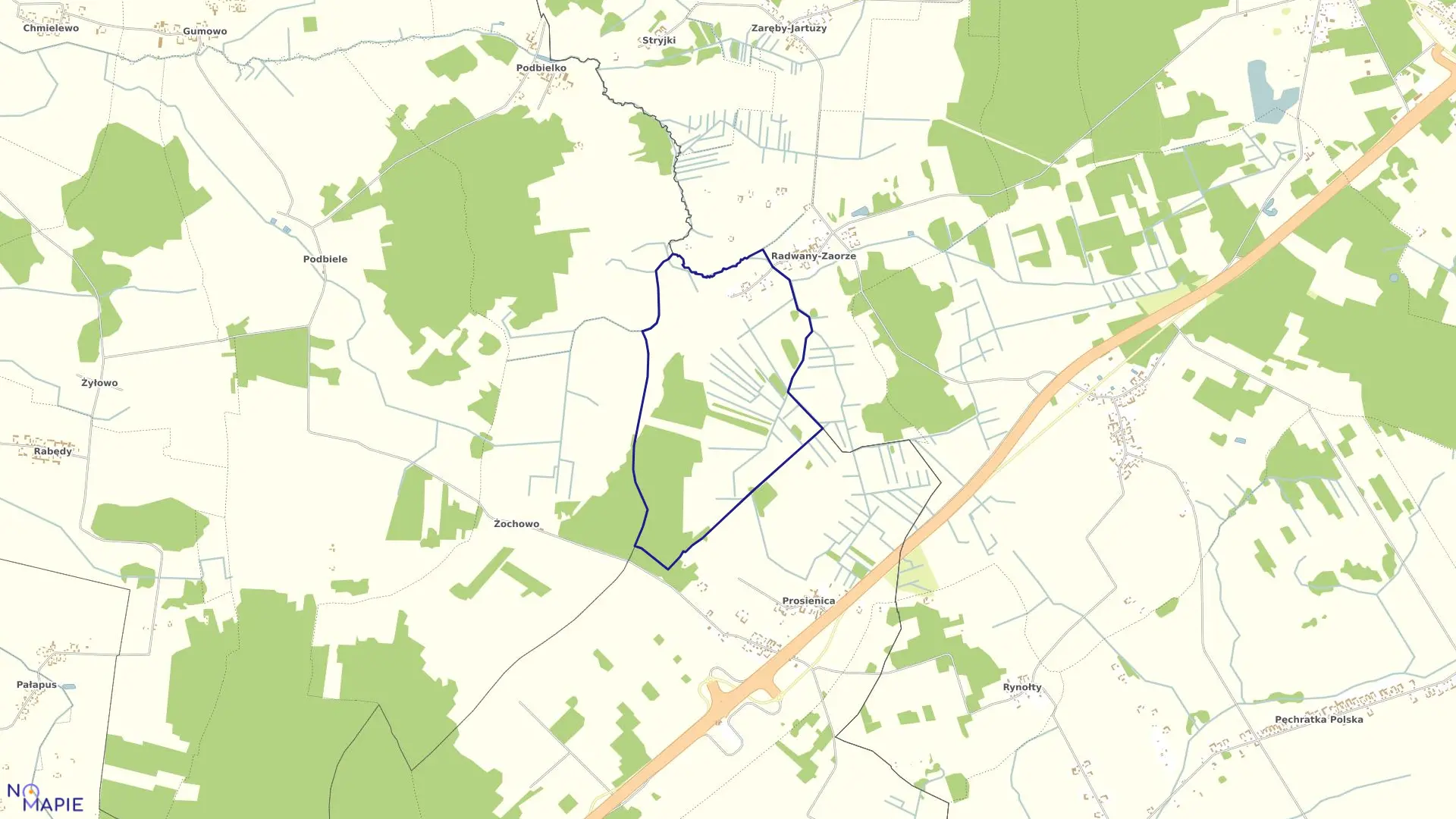 Mapa obrębu Mroczki Stylągi w gminie Szumowo